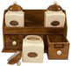 Three Ceramic Jars With Wooden Drawers - Kozeenest