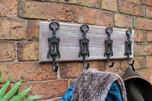 Rustic Cast Iron and Wooden Wall Hooks, Bottle Openers - Kozeenest