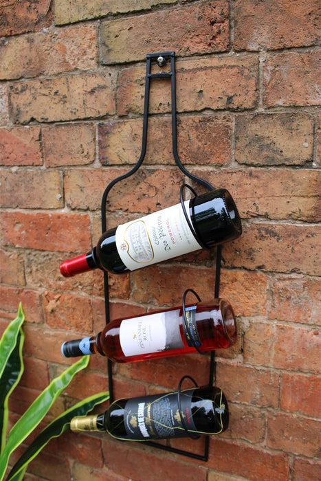 Wall Mounted Black Metal Wine Bottle Holder - Kozeenest