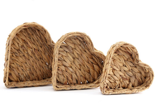 Rattan Heart Shape Basket Trays - Kozeenest