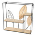 Square Metal Framed Rattan Leaf Shelf Unit - Kozeenest