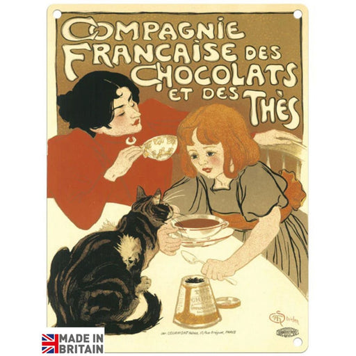 Small Metal Sign 45 x 37.5cm Vintage Retro Compagnie Francaise Chocolats - Kozeenest