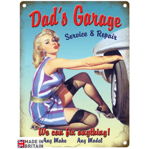 Small Metal Sign 45 x 37.5cm Vintage Retro Dad's Garage - Kozeenest