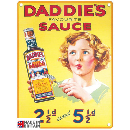 Small Metal Sign 45 x 37.5cm Vintage Retro Daddie's Sauce - Kozeenest