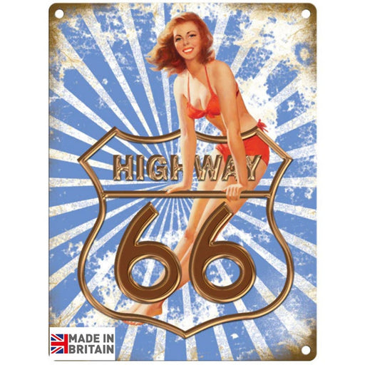 Small Metal Sign 45 x 37.5cm Automotive Highway 66 - Kozeenest