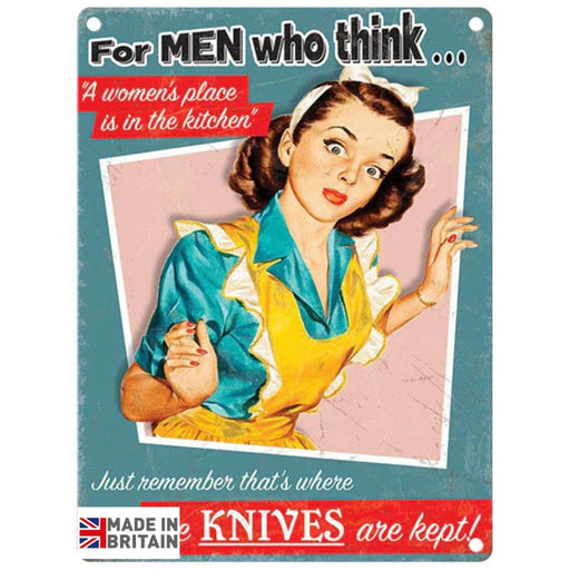 Small Metal Sign 45 x 37.5cm Funny Just remember where the knives are kept - Kozeenest