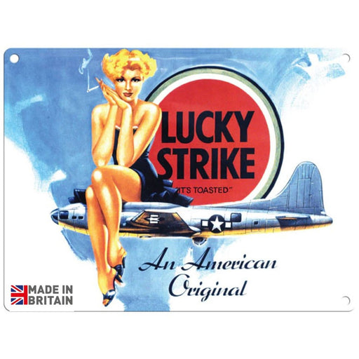 Small Metal Sign 45 x 37.5cm Vintage Retro Lucky Strike Cigarettes - Kozeenest