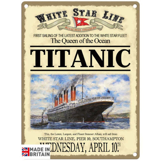 Small Metal Sign 45 x 37.5cm Vintage Retro Titanic - Kozeenest