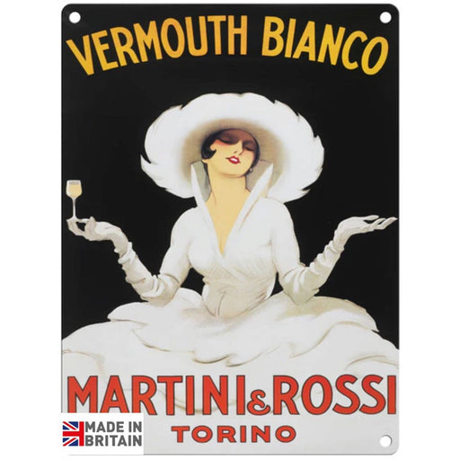 Small Metal Sign 45 x 37.5cm Vintage Retro Vermouth Bianco Martini - Kozeenest