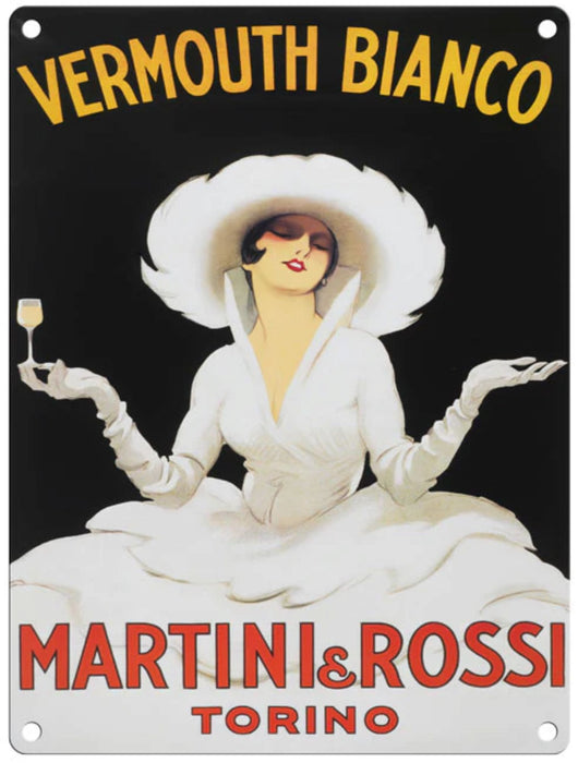 Small Metal Sign 45 x 37.5cm Vintage Retro Vermouth Bianco Martini - Kozeenest
