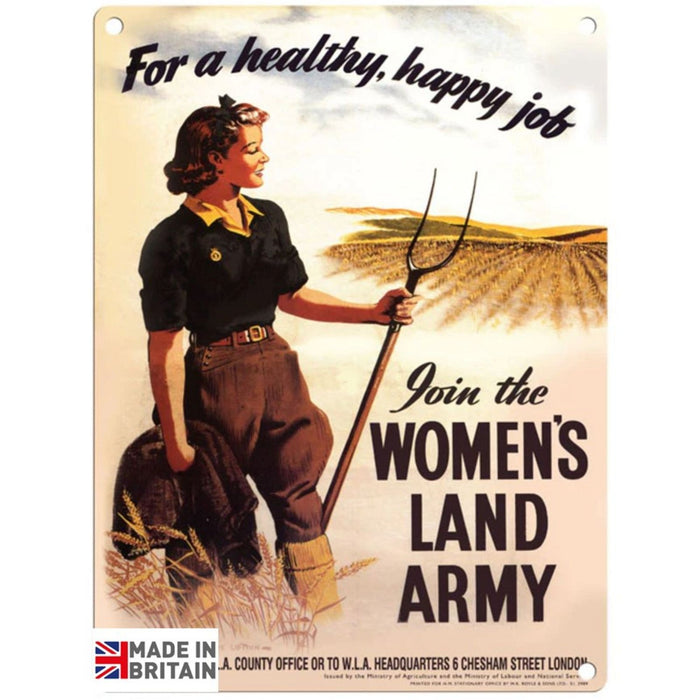 Small Metal Sign 45 x 37.5cm Vintage Retro Women's Land Army - Kozeenest