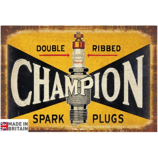 Small Metal Sign 45 x 37.5cm Champion Spark Plug - Kozeenest