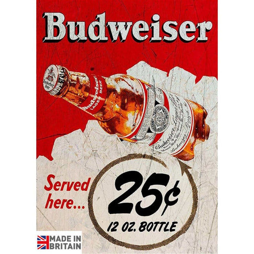 Small Metal Sign 45 x 37.5cm Budweiser Beer - Kozeenest