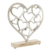 Metal Silver Hearts On A Wooden Base Large - Kozeenest