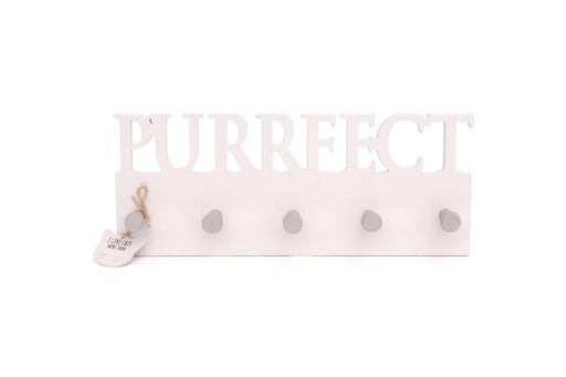 Wooden Wall Cat Purrfect 5 Hooks Holder - Kozeenest