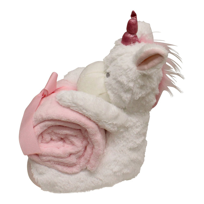 New Baby White Unicorn Teddy & Pink Throw - Kozeenest