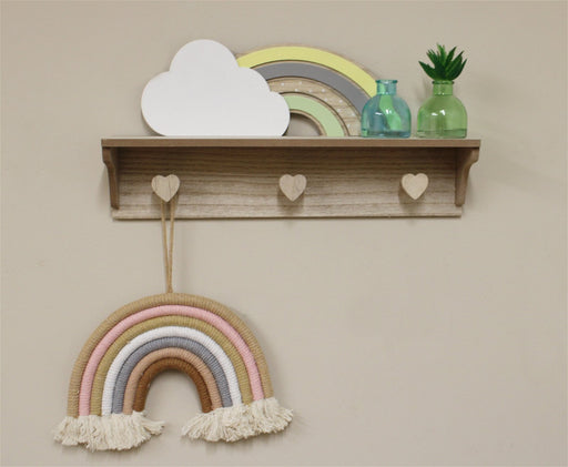 Rainbow and Cloud Shelf with Hooks - Kozeenest