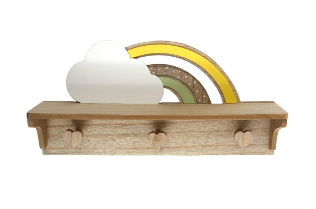 Rainbow and Cloud Shelf with Hooks - Kozeenest