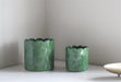 Set of Two Green Scalloped Planters - Kozeenest