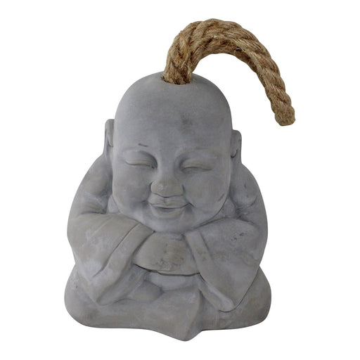 Smiling Buddha Grey Cement Doorstop - Kozeenest