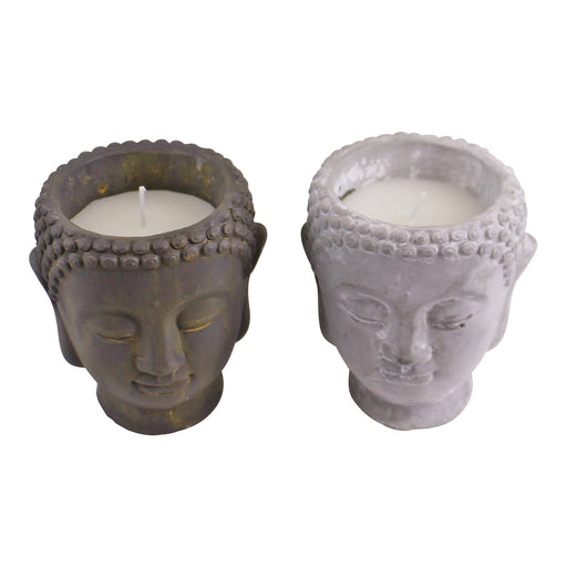 Set of 2 Medium Cement Buddha Design Candles - Kozeenest