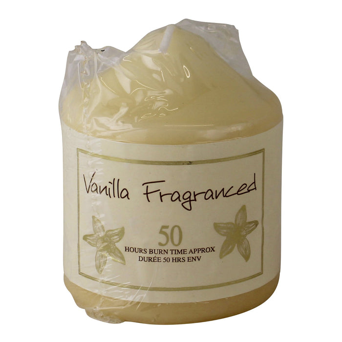 Vanilla Fragranced Pillar Candle, 50hr Burn Time - Kozeenest
