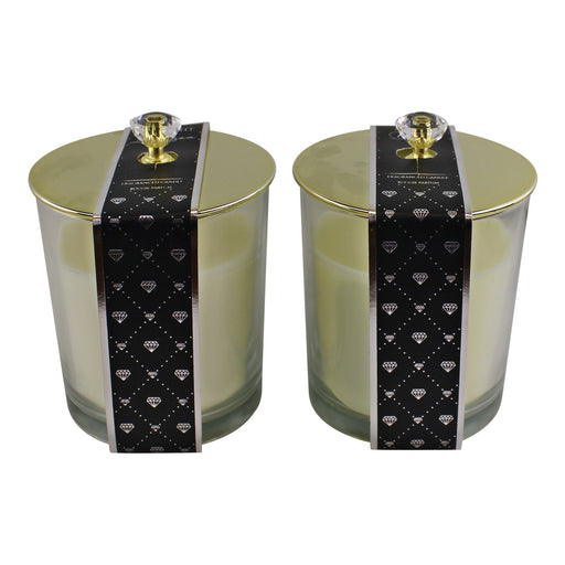 Set of 2 Glass Candle Jars with Diamond Style Lids, Fragranced - Kozeenest