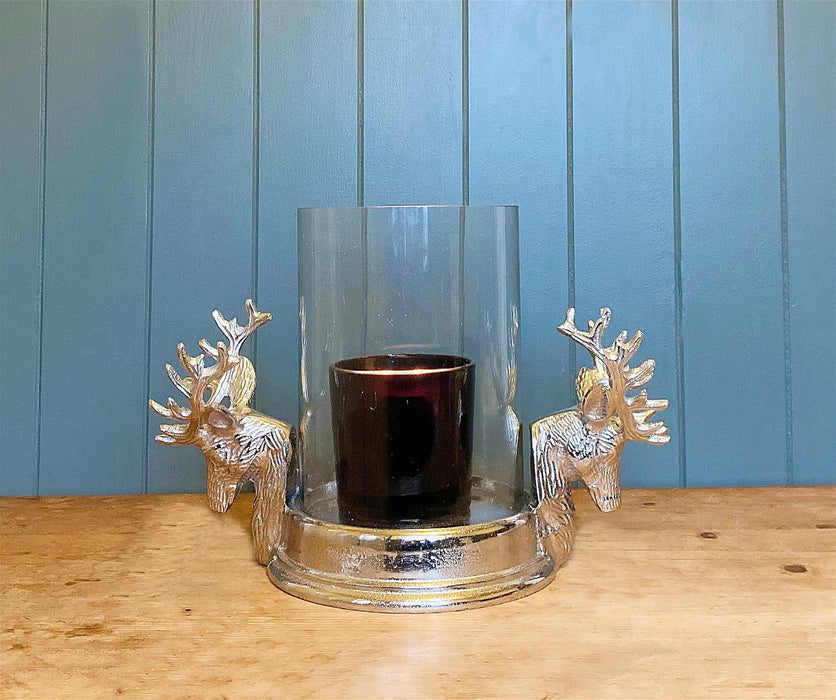 Stag Double Head Pillar Candle Holder - Kozeenest