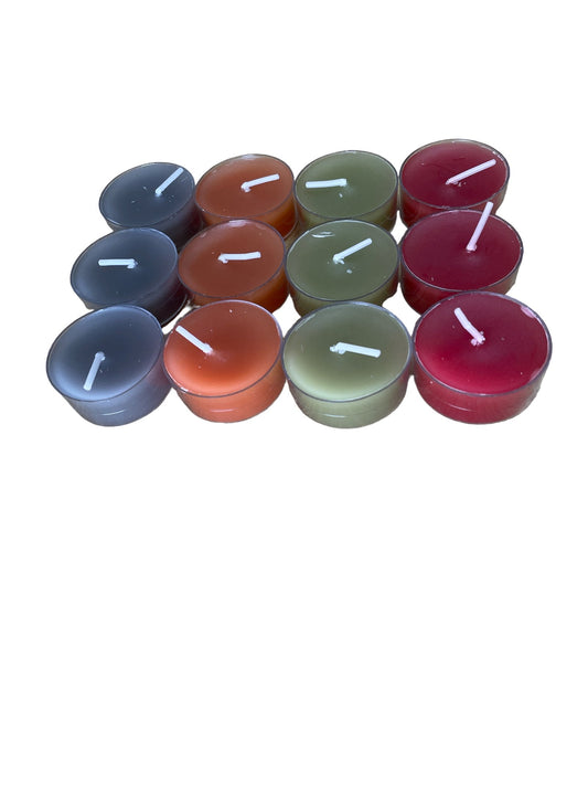 Multi Coloured Patterned Scented Tea Light Candles, Pack of 12 - Kozeenest