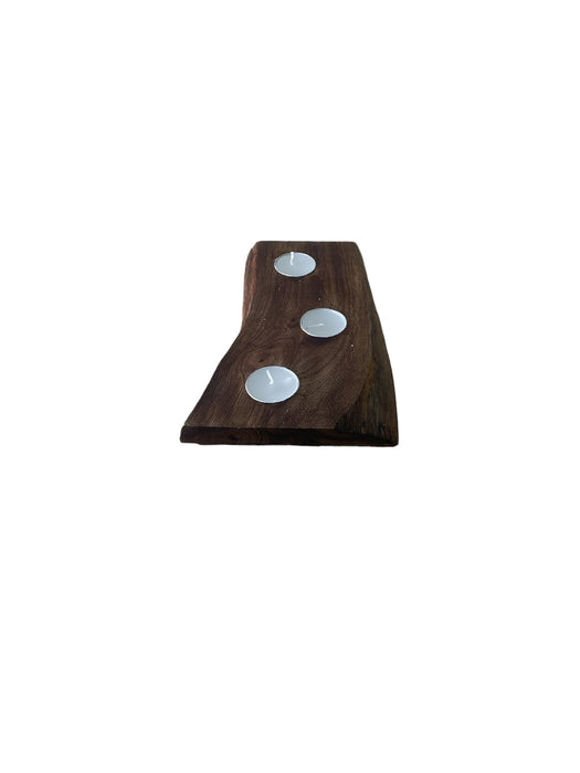 Short Mango Wood 3 Tea Light Holder 25cm - Kozeenest