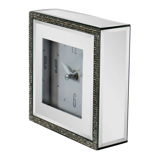 Small Freestanding Mirrored and Jewelled Table Clock - Kozeenest