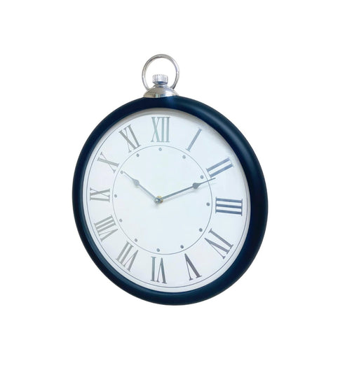 Round Black and Silver Clock 42cm - Kozeenest