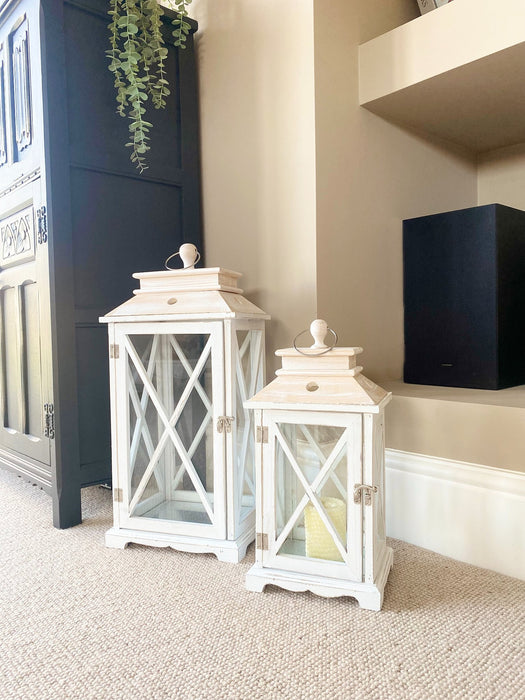 Set Of Two Wooden Lanterns - Kozeenest