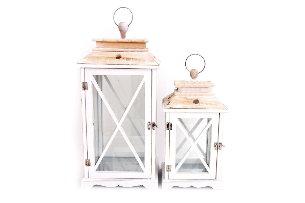 Set Of Two Wooden Lanterns - Kozeenest