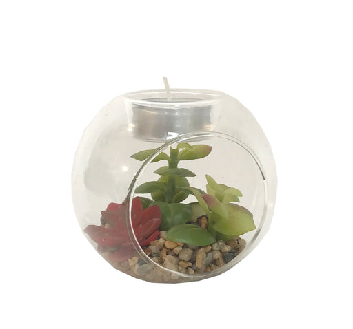 Succulent In Glass Terrarium with TeaLight Holder - Kozeenest