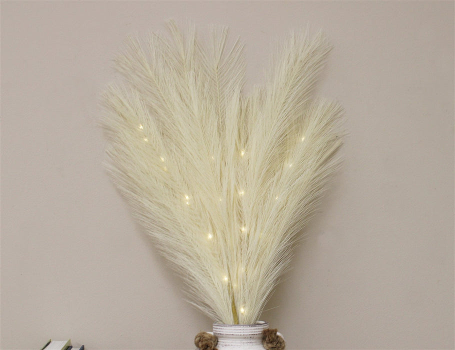 Set of Five Cream Led Pampas Grass Stems - Kozeenest