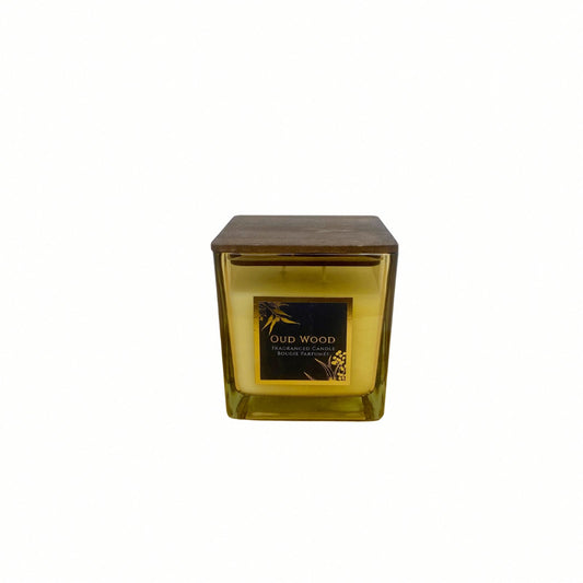Oud Wood Scented Candle With Wooden Lid - Kozeenest