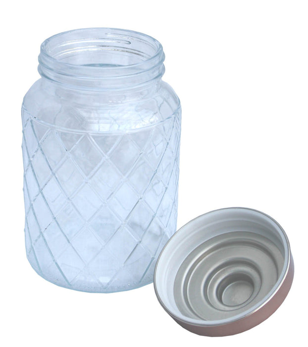 Round Glass Jar With Copper Lid - 7 Inch - Kozeenest