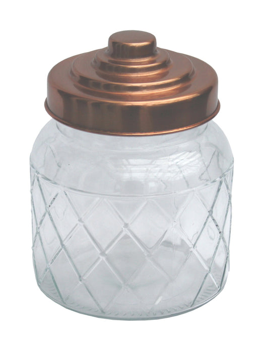 Round Glass Jar With Copper Lid, 5.5 Inch - Kozeenest