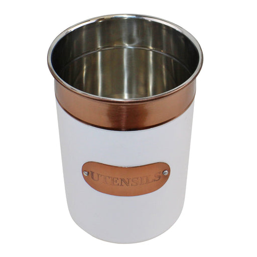 Utensils Holder, Copper & White Metal Design - Kozeenest