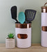 Utensils Holder, Copper & White Metal Design - Kozeenest