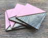 Set Of 4 Square Two Toned Wooden Coasters - Pink - Kozeenest