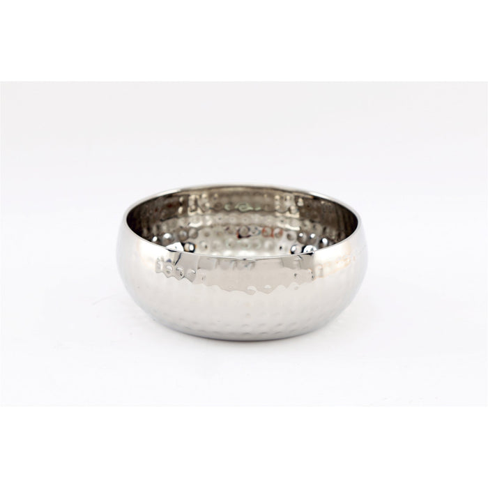 Small Round Silver Hammered Bowl 16cm - Kozeenest
