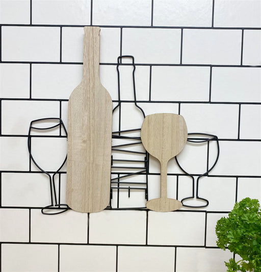 Wine Bottle & Glasses Wall Decoration 42cm - Kozeenest