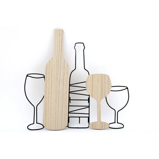 Wine Bottle & Glasses Wall Decoration 42cm - Kozeenest