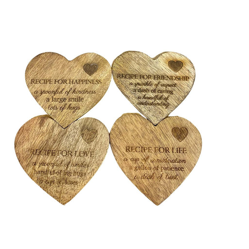 Set of 4 Wooden Heart Shaped Coasters - Kozeenest