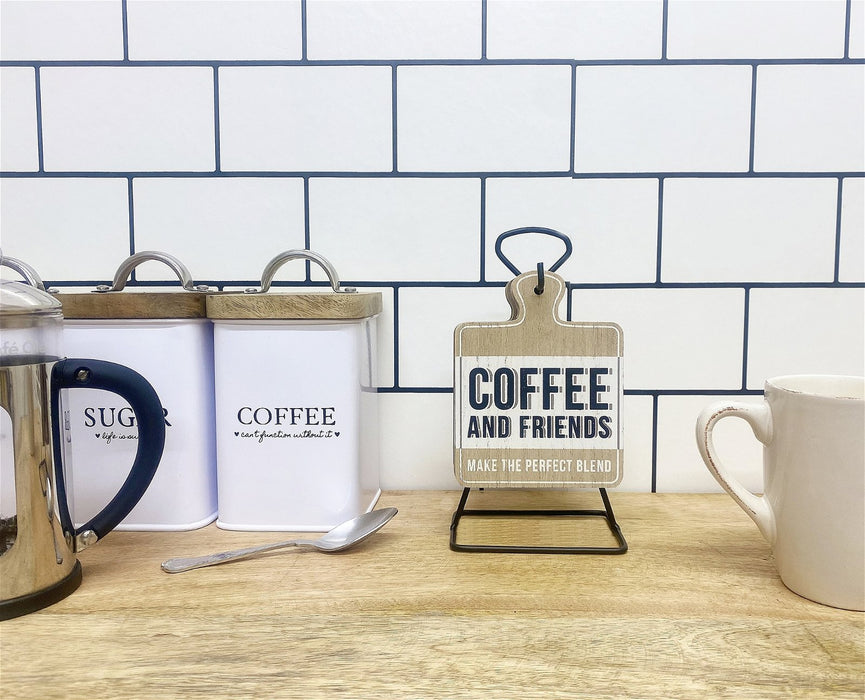 Set of Six Coffee Slogan Coasters On Metal Stand - Kozeenest