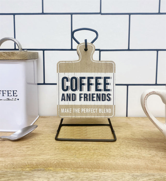 Set of Six Coffee Slogan Coasters On Metal Stand - Kozeenest