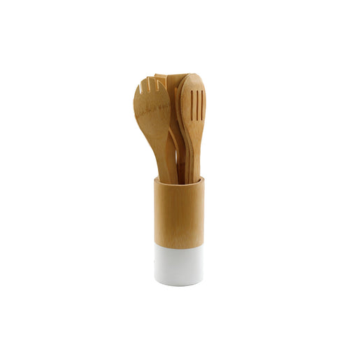 Six Piece Wooden Utensils with Round Holder - Kozeenest