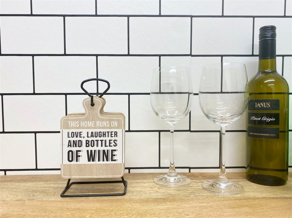 Set of Six Wine Slogan Coasters On Metal Stand - Kozeenest